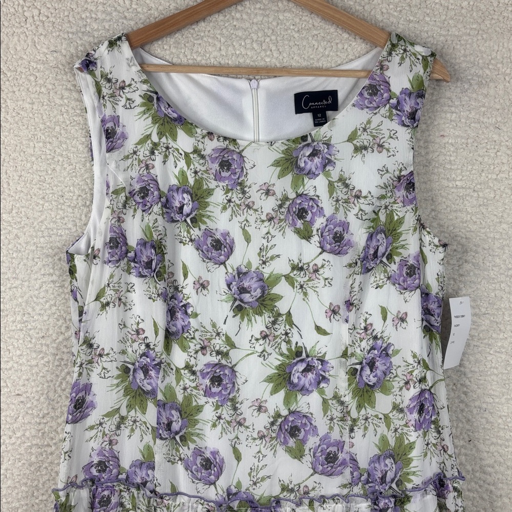 NWT Connected Apparel Womens Purple Floral Print Crew Neck Tank Dress Size 12 - Picture 3 of 12